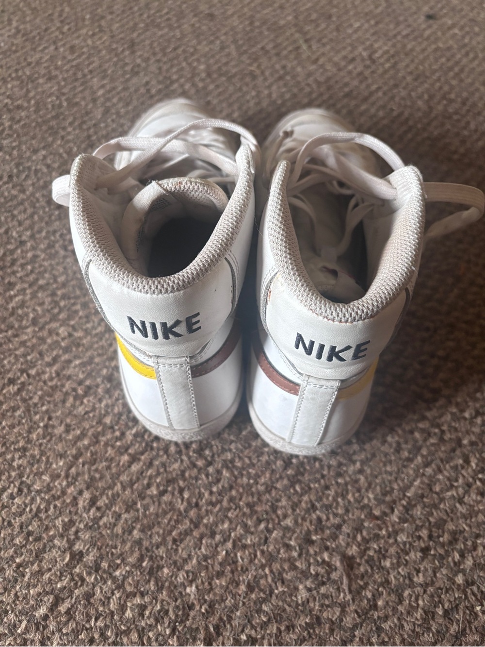 Nike Kids' White Blazers High-Top Sneakers with Yellow Accent